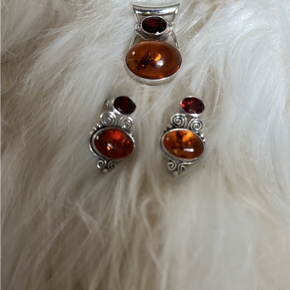 Sterling Silver earrings and pendant